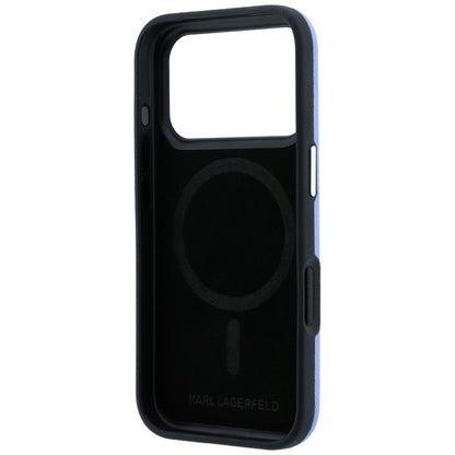 Coque MagSafe pour Apple iPhone 18 Pro / 17 Pro, Karl Lagerfeld, Logo Allongé Grainé, Bleue
