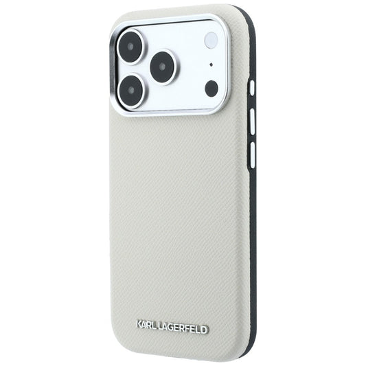 Coque MagSafe pour Apple iPhone 18 Pro / 17 Pro, Karl Lagerfeld, Logo Allongé Grainé, Beige