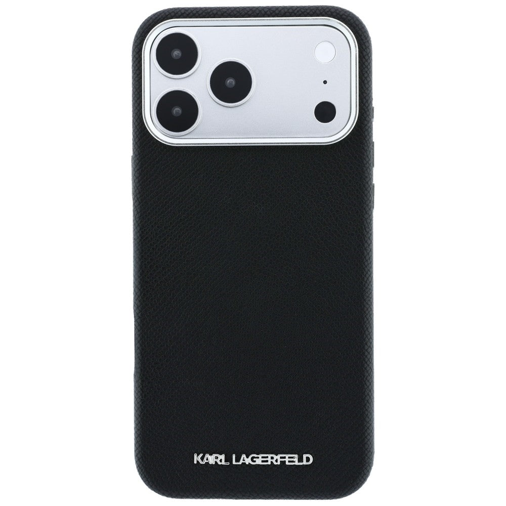MagSafe-Hülle für Apple iPhone 18 Pro / 17 Pro, Karl Lagerfeld, Geprägtes Verlängertes Logo, Schwarz