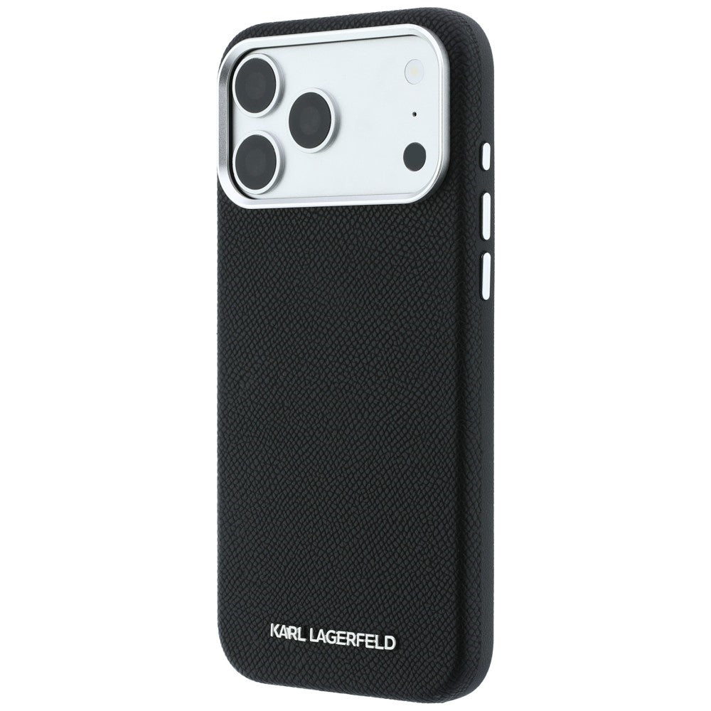 MagSafe-Hülle für Apple iPhone 18 Pro / 17 Pro, Karl Lagerfeld, Geprägtes Verlängertes Logo, Schwarz