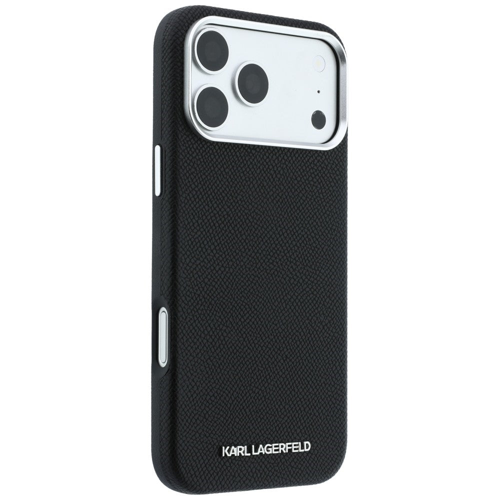 MagSafe-Hülle für Apple iPhone 18 Pro / 17 Pro, Karl Lagerfeld, Geprägtes Verlängertes Logo, Schwarz