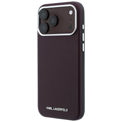 Coque MagSafe pour Apple iPhone 18 Pro / 17 Pro, Karl Lagerfeld, Logo Allongé Grainé, Bordeaux