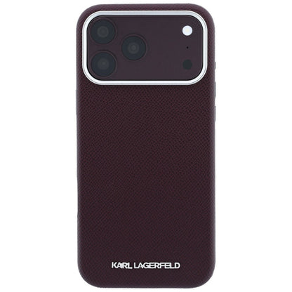 Coque MagSafe pour Apple iPhone 18 Pro / 17 Pro, Karl Lagerfeld, Logo Allongé Grainé, Bordeaux