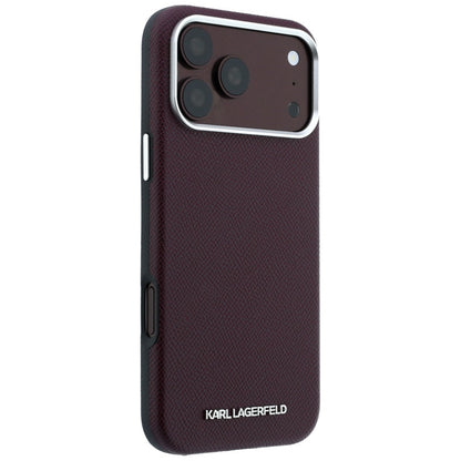 Coque MagSafe pour Apple iPhone 18 Pro / 17 Pro, Karl Lagerfeld, Logo Allongé Grainé, Bordeaux