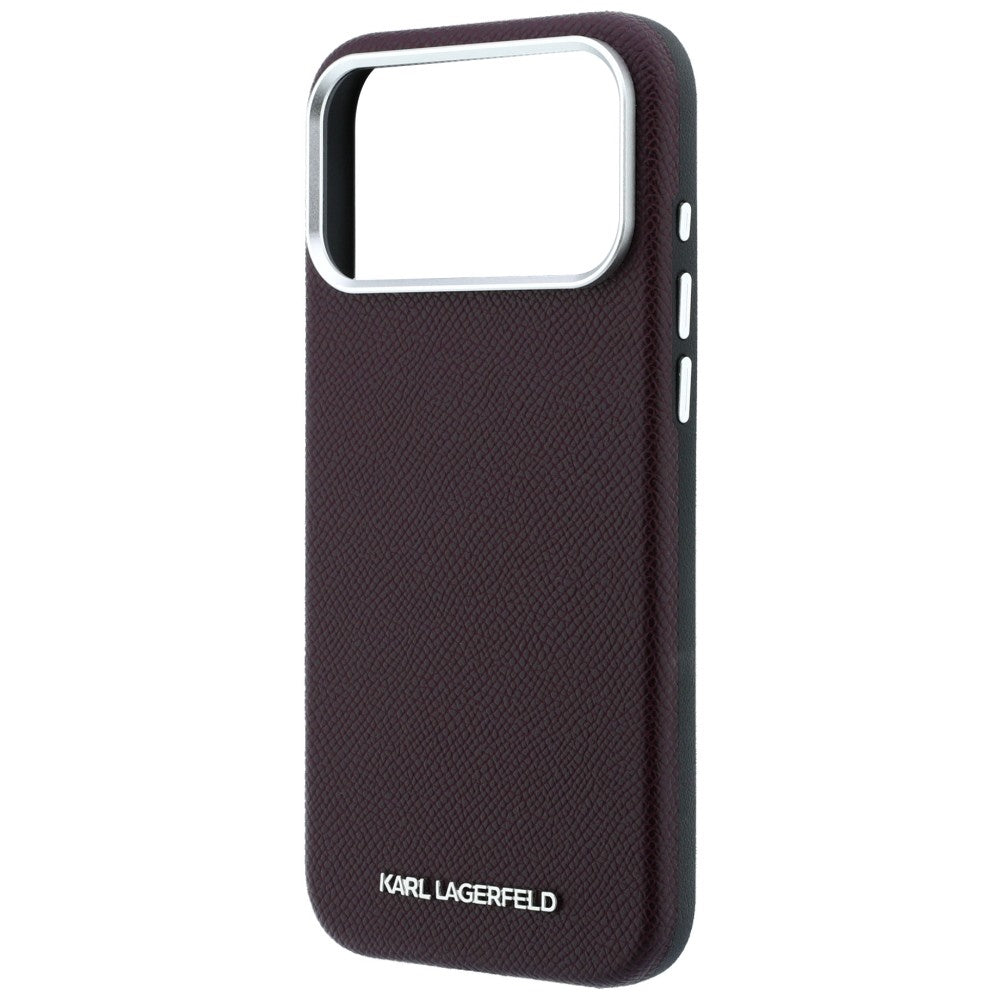 Coque MagSafe pour Apple iPhone 18 Pro / 17 Pro, Karl Lagerfeld, Logo Allongé Grainé, Bordeaux