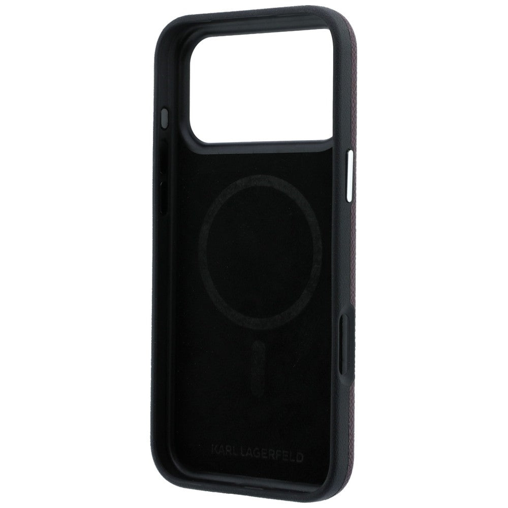 Coque MagSafe pour Apple iPhone 18 Pro / 17 Pro, Karl Lagerfeld, Logo Allongé Grainé, Bordeaux