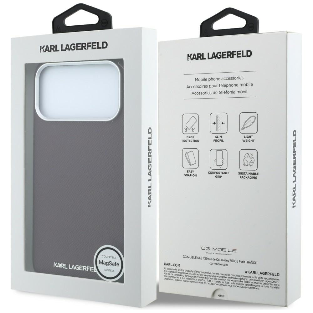 Coque MagSafe pour Apple iPhone 18 Pro / 17 Pro, Karl Lagerfeld, Logo Allongé Grainé, Bordeaux