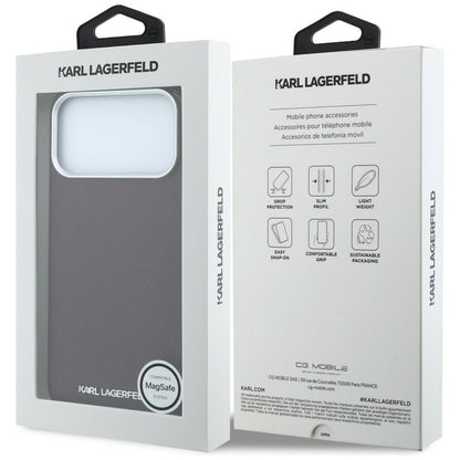 Coque MagSafe pour Apple iPhone 18 Pro / 17 Pro, Karl Lagerfeld, Logo Allongé Grainé, Bordeaux