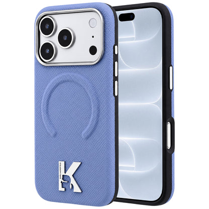 Coque MagSafe pour Apple iPhone 18 Pro / 17 Pro, Karl Lagerfeld, Grained Embossed Ring, bleu