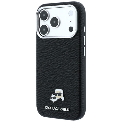 Coque MagSafe pour Apple iPhone 18 Pro / 17 Pro, Karl Lagerfeld, Grained KC Heads, Noire