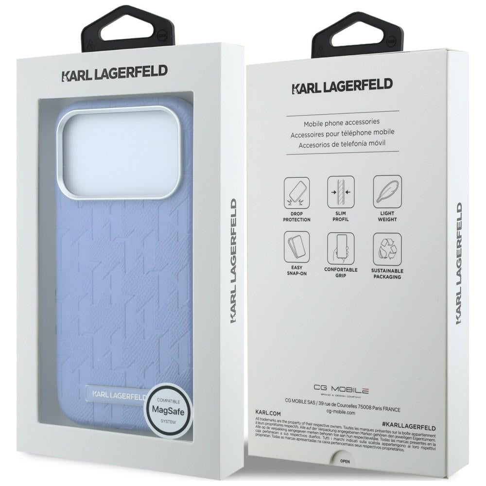 MagSafe-Hülle für Apple iPhone 18 Pro / 17 Pro, Karl Lagerfeld, Grained Mono Resin Logo, Blau