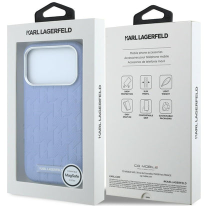 MagSafe-Hülle für Apple iPhone 18 Pro / 17 Pro, Karl Lagerfeld, Grained Mono Resin Logo, Blau