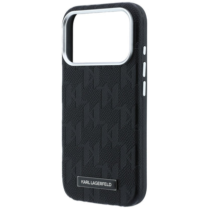 MagSafe-Hülle für Apple iPhone 18 Pro / 17 Pro, Karl Lagerfeld, Grained Mono Resin Logo, Schwarz