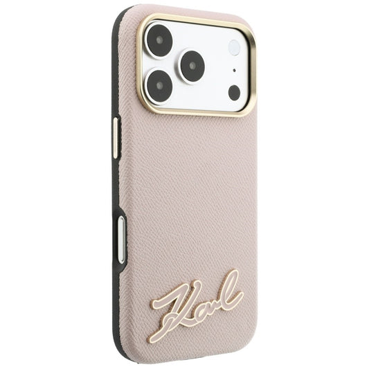 MagSafe-Hülle für Apple iPhone 18 Pro / 17 Pro, Karl Lagerfeld, geprägtes Harz-Signatur-Logo, Rosa