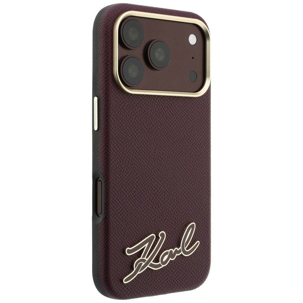 MagSafe-Hülle für Apple iPhone 18 Pro / 17 Pro, Karl Lagerfeld, geprägtes Harz-Signatur-Logo, Weinrot
