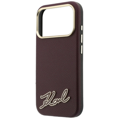 MagSafe-Hülle für Apple iPhone 18 Pro / 17 Pro, Karl Lagerfeld, geprägtes Harz-Signatur-Logo, Weinrot