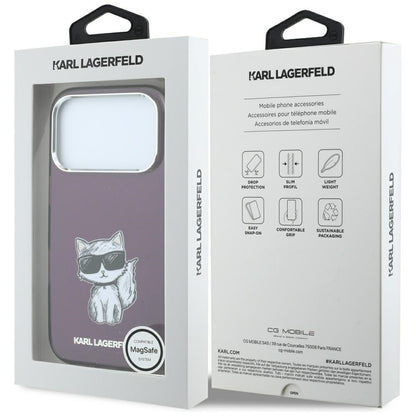 MagSafe-Hülle für Apple iPhone 18 Pro / 17 Pro, Karl Lagerfeld, HC IML Choupette Body Sketch Print, Weinrot
