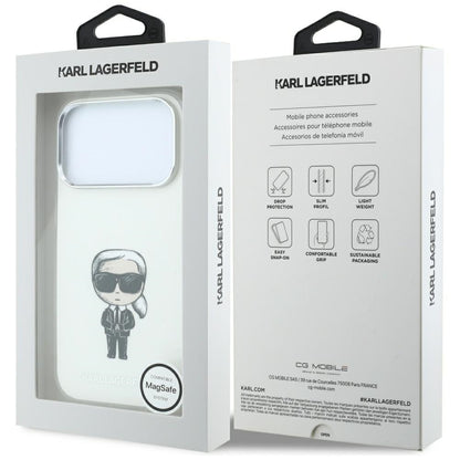 MagSafe-Hülle für Apple iPhone 18 Pro / 17 Pro, Karl Lagerfeld, HC IML Ikonik Sketch Print, Beige