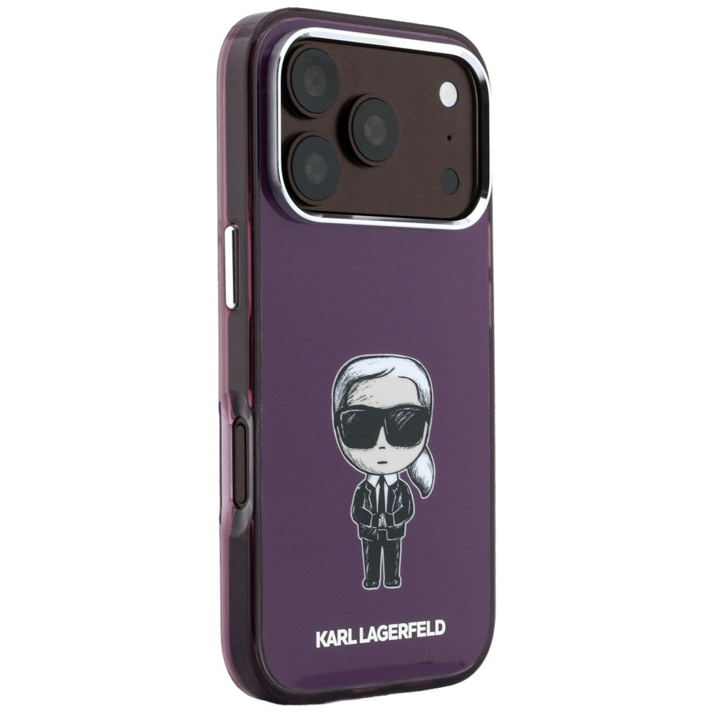 MagSafe-Hülle für Apple iPhone 18 Pro / 17 Pro, Karl Lagerfeld, HC IML Ikonik Sketch Print, Burgunderrot