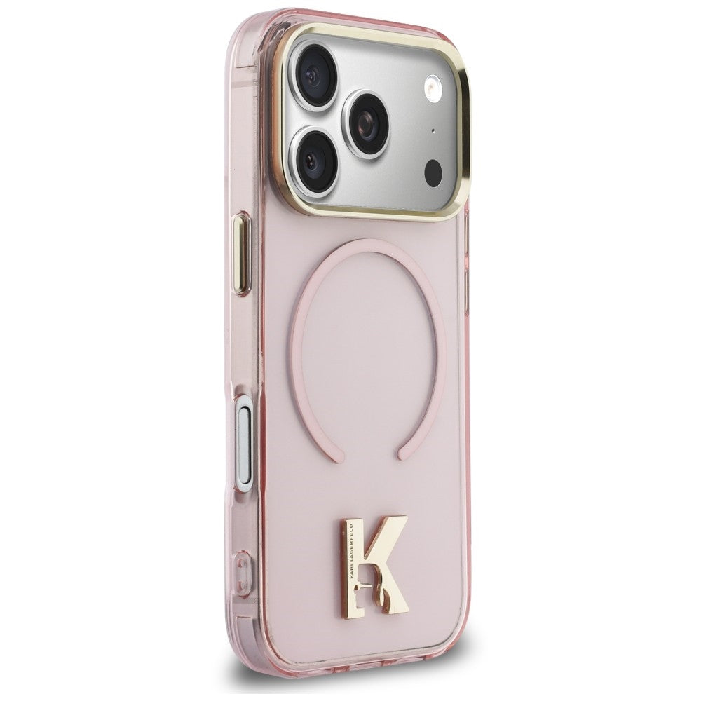 Coque MagSafe pour Apple iPhone 18 Pro / 17 Pro, Karl Lagerfeld, logo IML Karl Head, rose