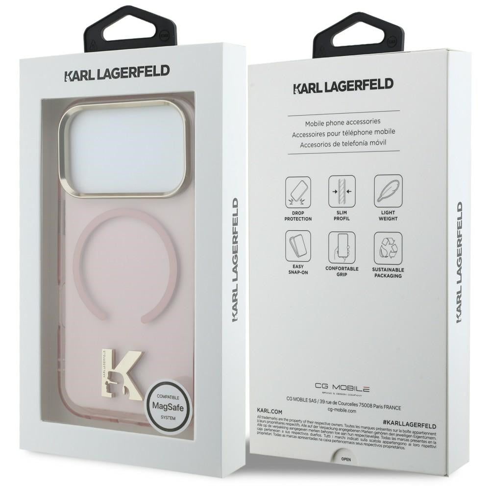 Coque MagSafe pour Apple iPhone 18 Pro / 17 Pro, Karl Lagerfeld, logo IML Karl Head, rose