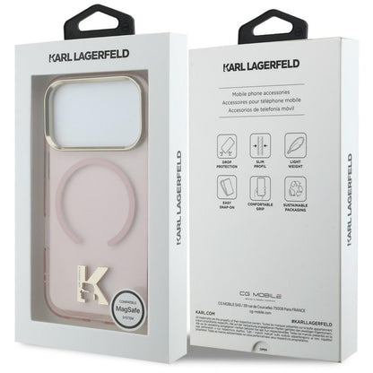 Coque MagSafe pour Apple iPhone 18 Pro / 17 Pro, Karl Lagerfeld, logo IML Karl Head, rose