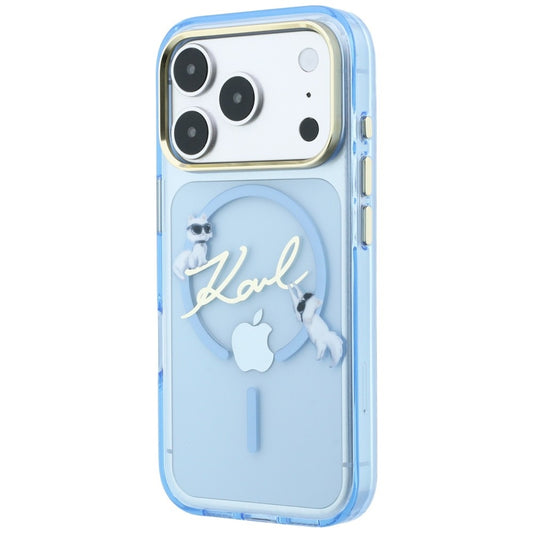 Coque MagSafe pour Apple iPhone 18 Pro / 17 Pro, Karl Lagerfeld, IML Choupette Karl Script Logo, Bleu