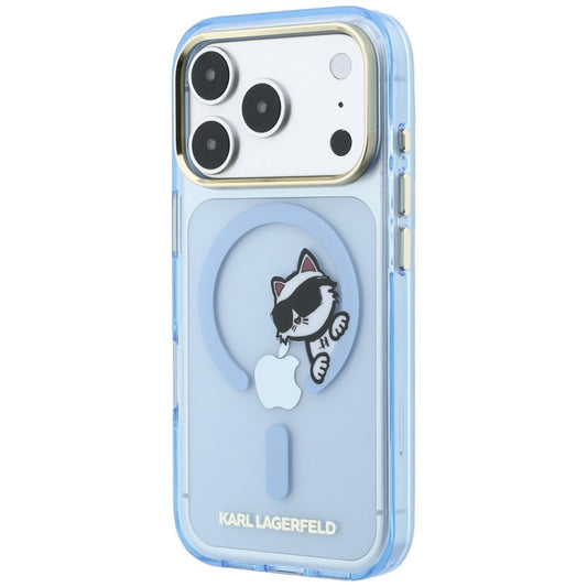 Coque MagSafe pour Apple iPhone 18 Pro / 17 Pro, Karl Lagerfeld, IML Peekaboo Print et Cadre Métallique, Bleu