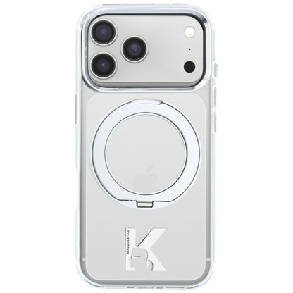 MagSafe-Hülle für Apple iPhone 18 Pro / 17 Pro, Karl Lagerfeld, IML Ring Stand Kameo Metall, Transparent