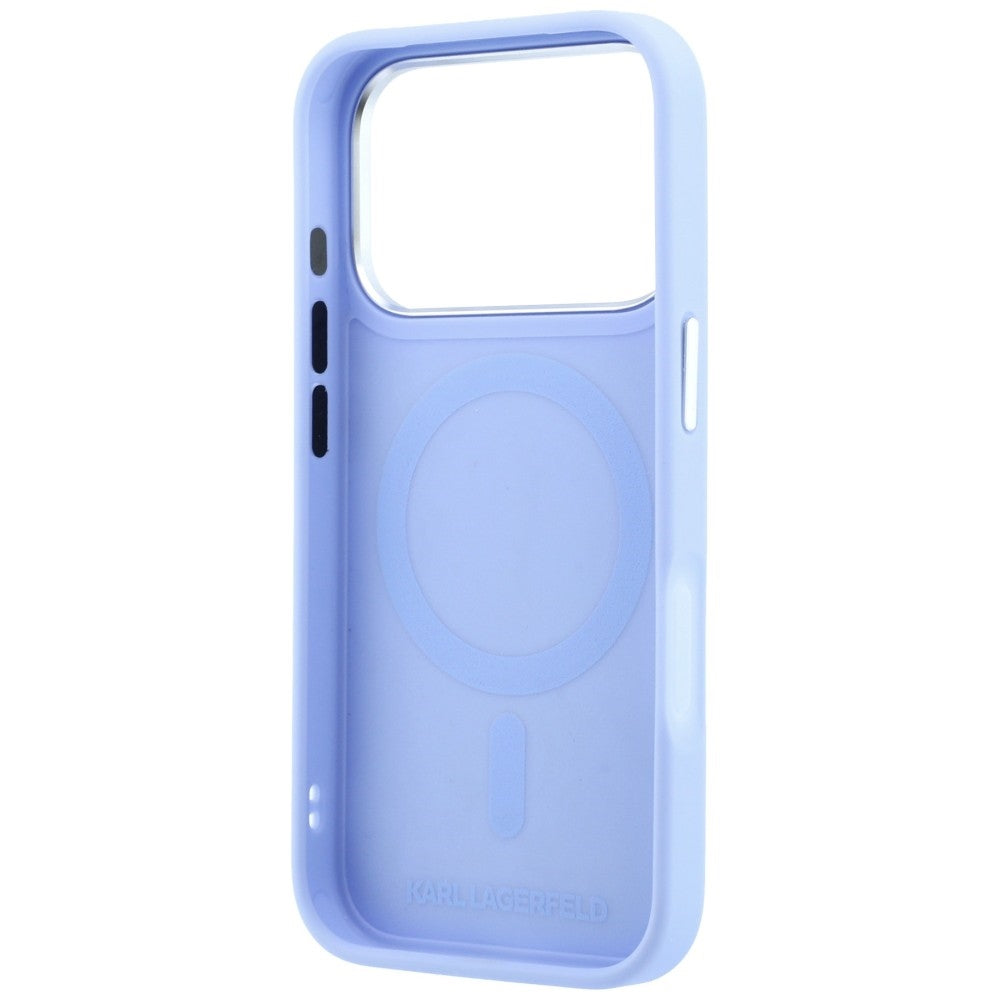 Coque MagSafe pour Apple iPhone 18 Pro / 17 Pro, Karl Lagerfeld, Point and Choupette Sketch, bleu