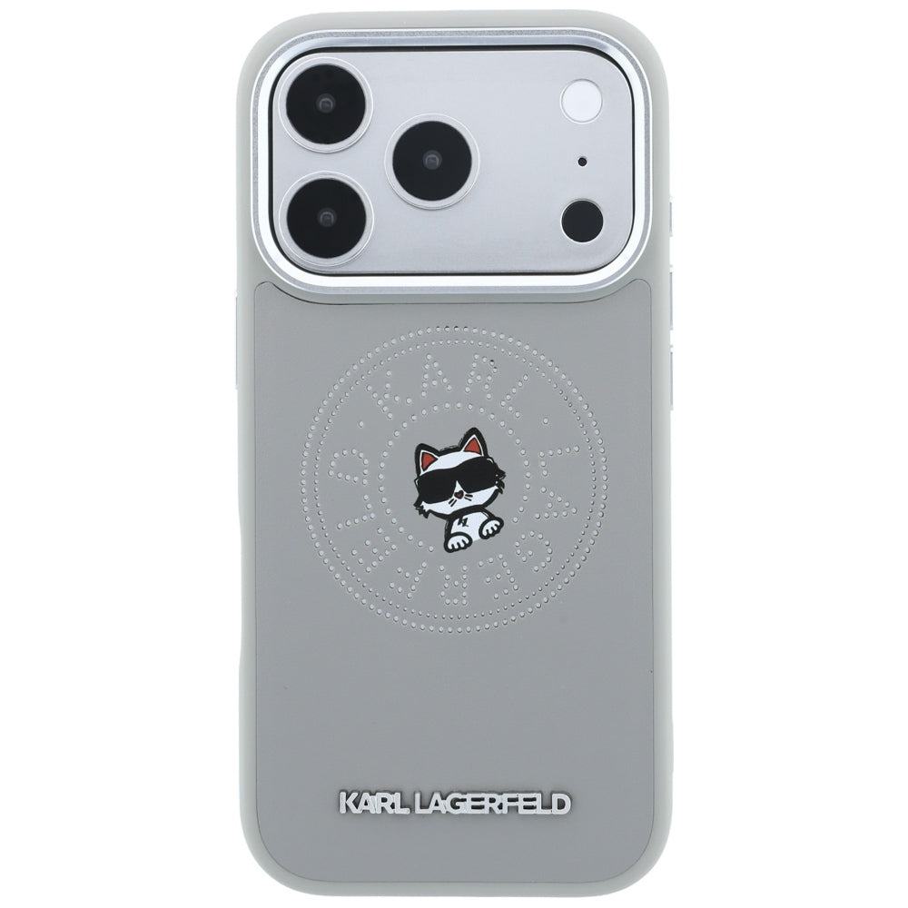 MagSafe-Hülle für Apple iPhone 18 Pro / 17 Pro, Karl Lagerfeld, Point and Choupette Sketch, Grau