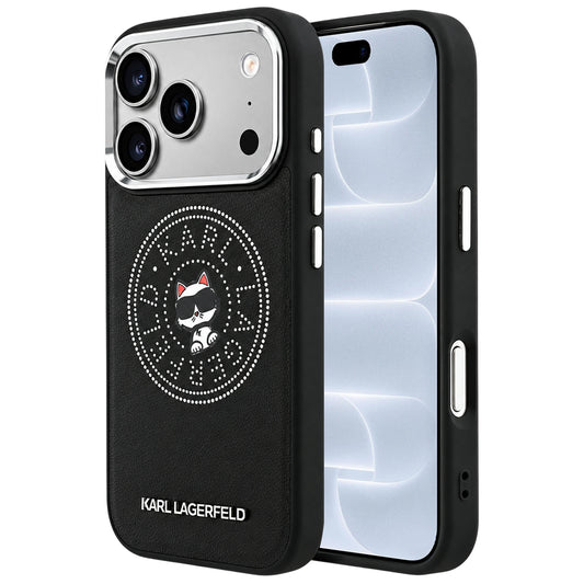 Coque MagSafe pour Apple iPhone 18 Pro / 17 Pro, Karl Lagerfeld, Point and Choupette Sketch, Noire