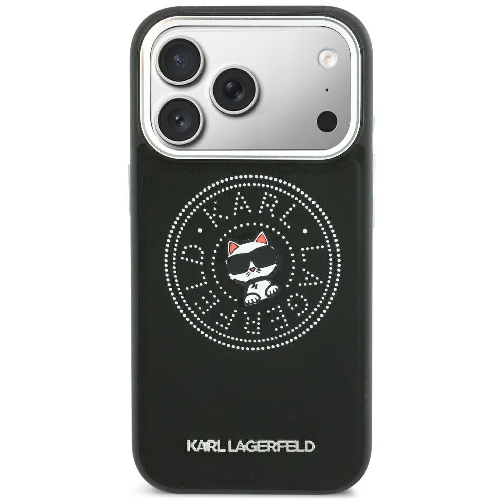Coque MagSafe pour Apple iPhone 18 Pro / 17 Pro, Karl Lagerfeld, Point and Choupette Sketch, Noire