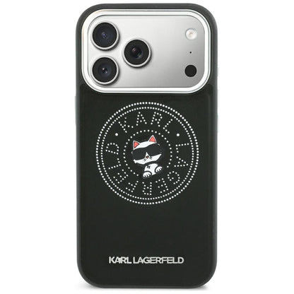 Coque MagSafe pour Apple iPhone 18 Pro / 17 Pro, Karl Lagerfeld, Point and Choupette Sketch, Noire