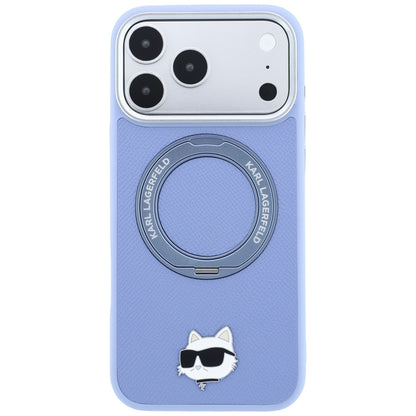 Coque MagSafe pour Apple iPhone 18 Pro / 17 Pro, Karl Lagerfeld, Support Anneau 360 Choupette Pin, Bleu