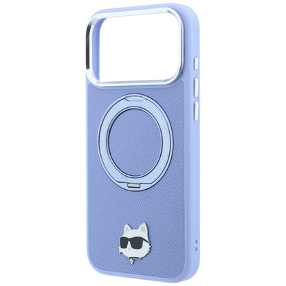Coque MagSafe pour Apple iPhone 18 Pro / 17 Pro, Karl Lagerfeld, Support Anneau 360 Choupette Pin, Bleu