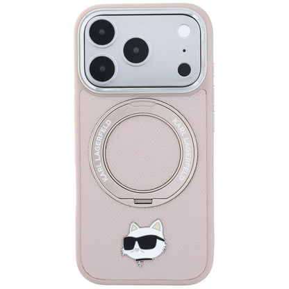 Coque MagSafe pour Apple iPhone 18 Pro / 17 Pro, Karl Lagerfeld, Ring Stand 360 Choupette Pin, rose