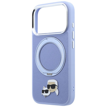 MagSafe-Hülle für Apple iPhone 18 Pro / 17 Pro, Karl Lagerfeld, Ring Stand 360 Karl & Choupette Pin, Blau