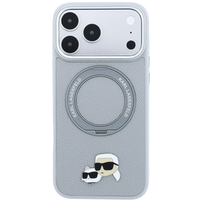 MagSafe-Hülle für Apple iPhone 18 Pro / 17 Pro, Karl Lagerfeld, Ring Stand 360 Karl & Choupette Pin, Grau