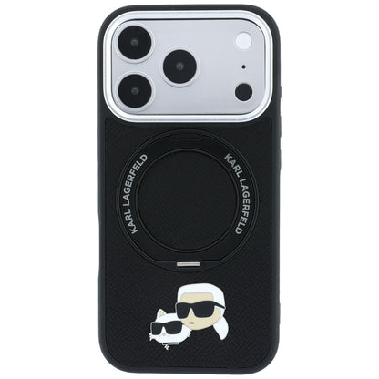 MagSafe-Hülle für Apple iPhone 18 Pro / 17 Pro, Karl Lagerfeld, Ring Stand 360 Karl & Choupette Pin, Schwarz