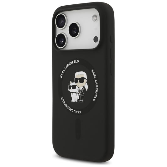 MagSafe-Hülle für Apple iPhone 18 Pro / 17 Pro, Karl Lagerfeld, Silicone Ring Karl & Choupette, Schwarz