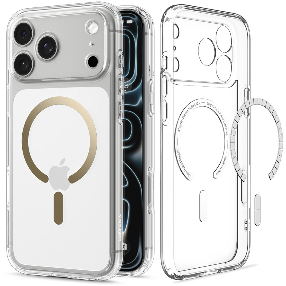 Coque MagSafe pour Apple iPhone 18 Pro / 17 Pro, Spigen, Ultra Hybrid, Or Transparent ACS12157
