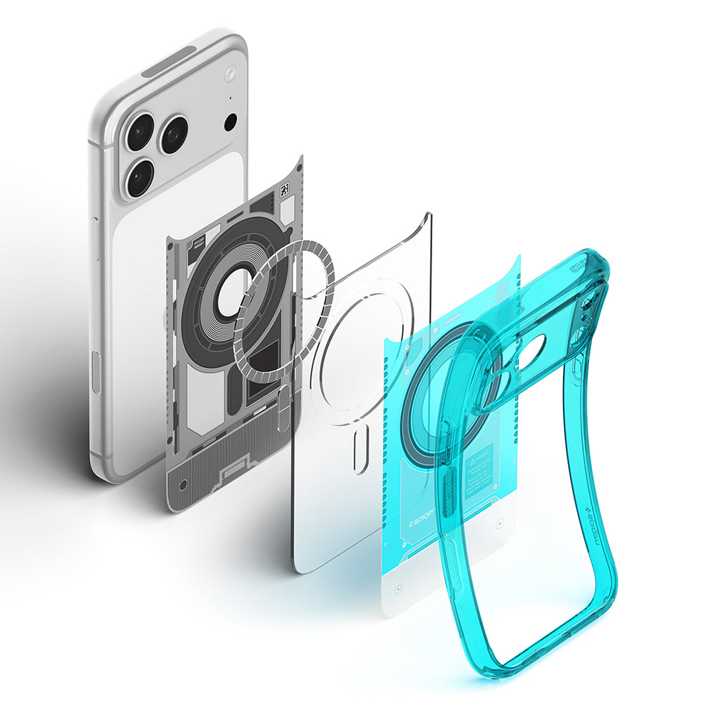 Coque MagSafe pour Apple iPhone 18 Pro / 17 Pro, Spigen, Ultra Hybrid C-One, Turquoise ACS11985