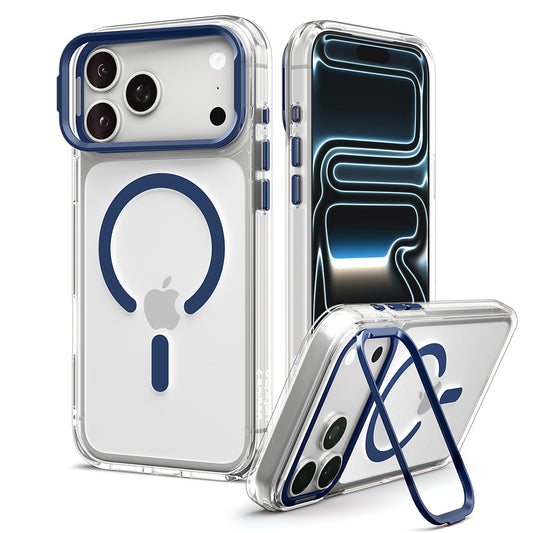 Coque MagSafe pour Apple iPhone 18 Pro / 17 Pro, Spigen, Ultra Hybrid Optik S, Transparent Bleu Marine ACS11922