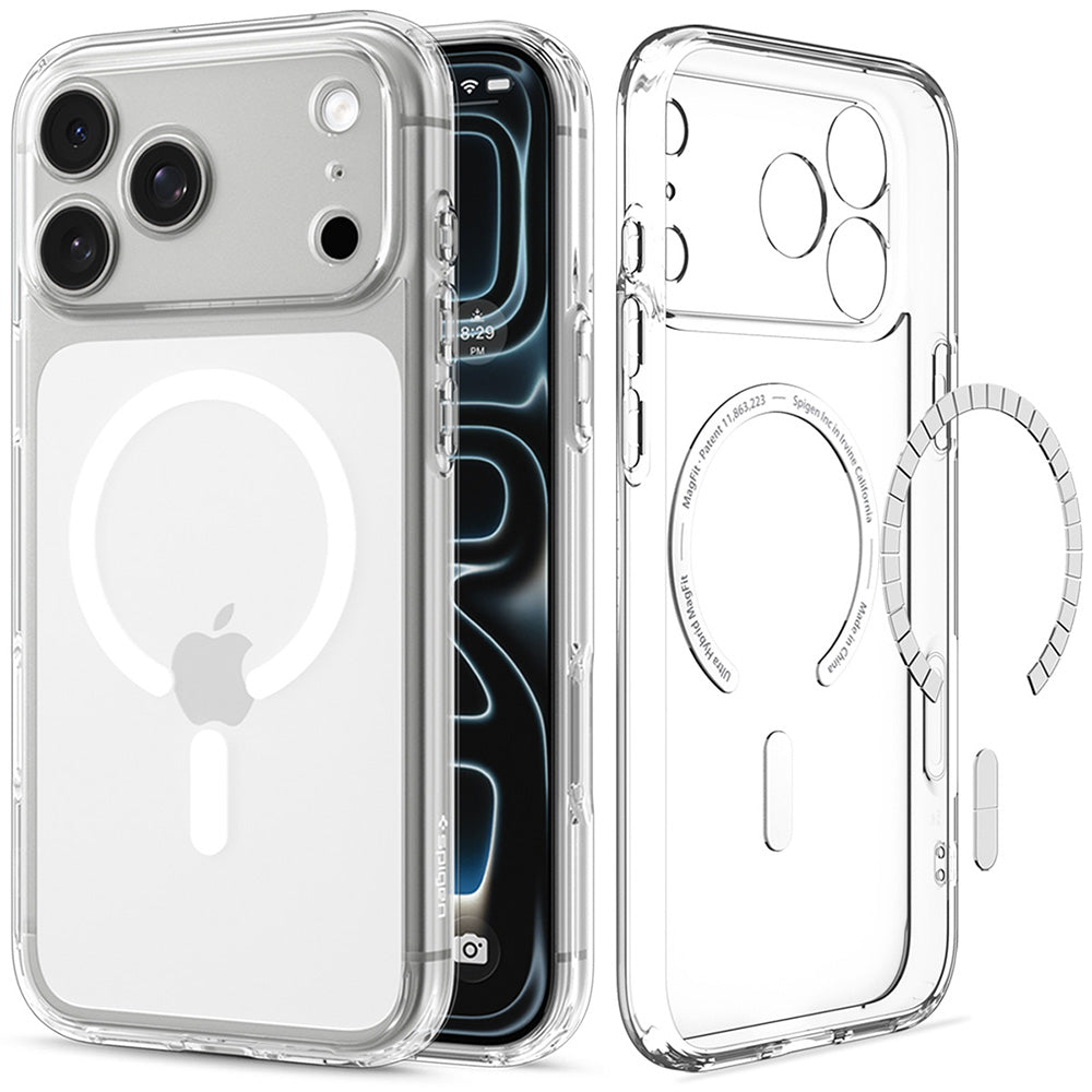 MagSafe-Hülle für Apple iPhone 18 Pro / 17 Pro, Spigen, Ultra Hybrid, Transparent Weiß ACS12155