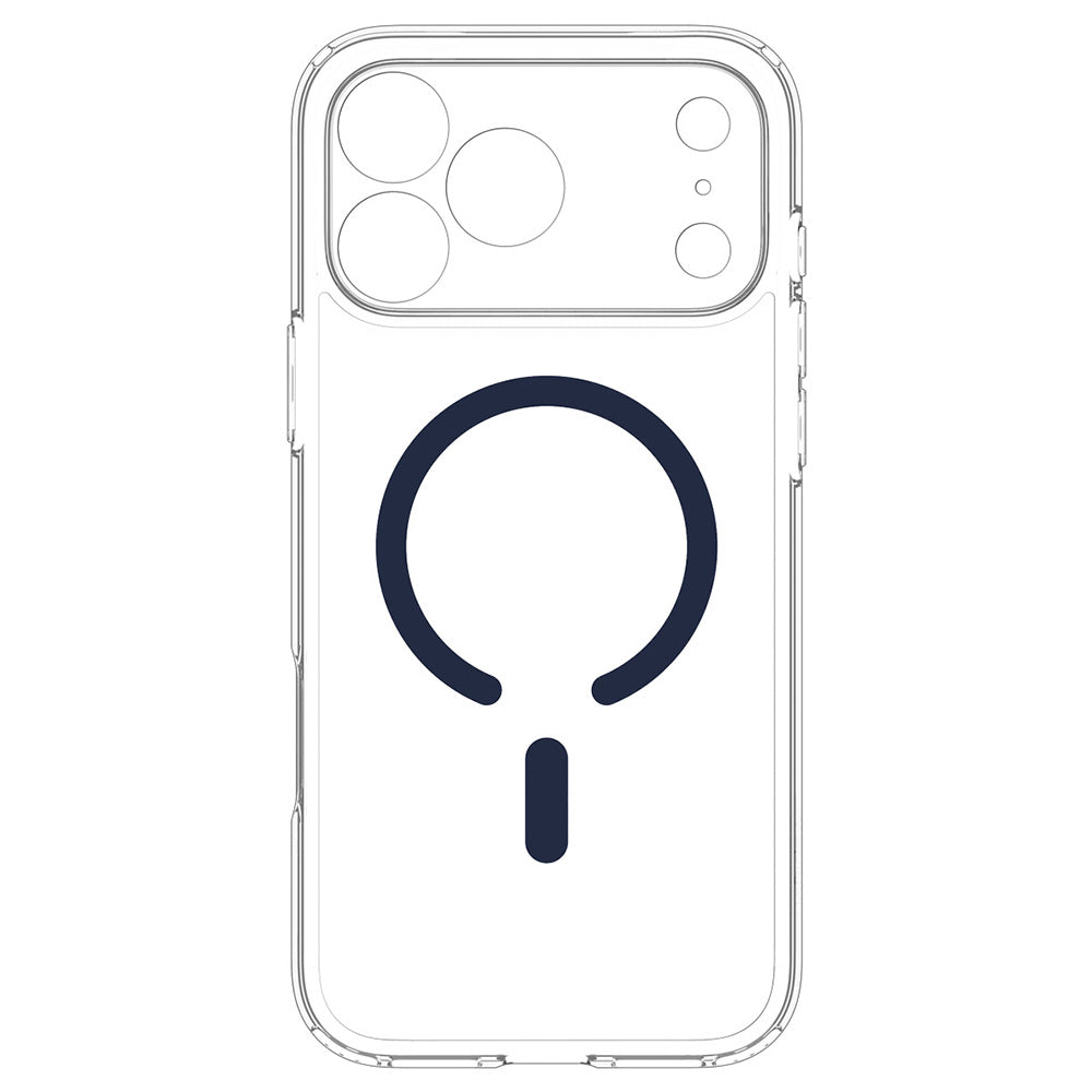Coque MagSafe pour Apple iPhone 18 Pro / 17 Pro, Spigen, Ultra Hybrid, Transparent Bleu Marine ACS12158