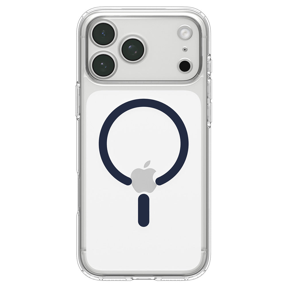Coque MagSafe pour Apple iPhone 18 Pro / 17 Pro, Spigen, Ultra Hybrid, Transparent Bleu Marine ACS12158