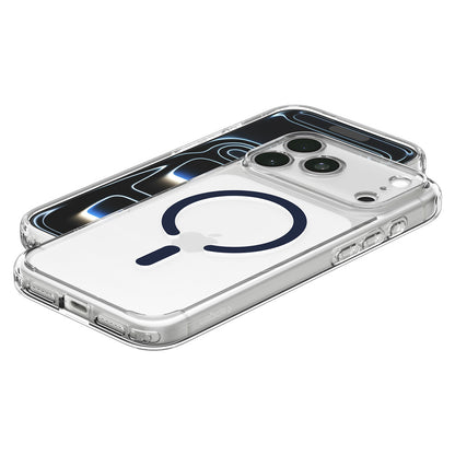 Coque MagSafe pour Apple iPhone 18 Pro / 17 Pro, Spigen, Ultra Hybrid, Transparent Bleu Marine ACS12158