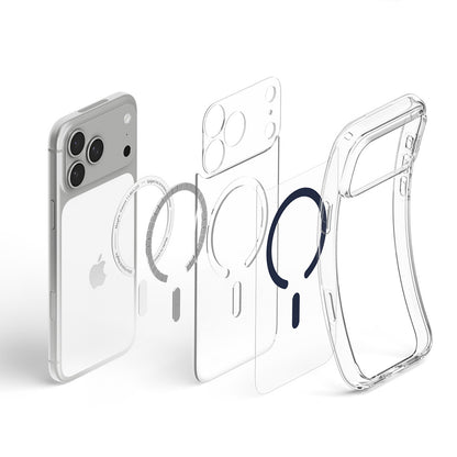 Coque MagSafe pour Apple iPhone 18 Pro / 17 Pro, Spigen, Ultra Hybrid, Transparent Bleu Marine ACS12158