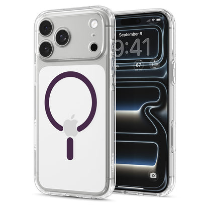 MagSafe-Hülle für Apple iPhone 18 Pro / 17 Pro, Spigen, Ultra Hybrid, Transparentes Burgunderrot ACS12335